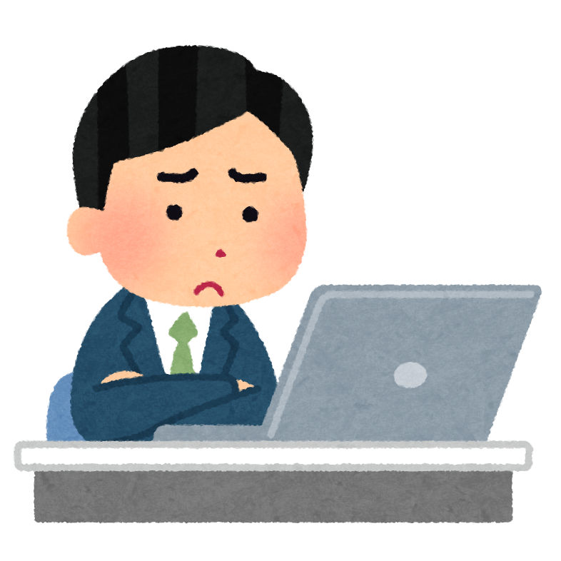 仕事で悩む男性店長のイラスト